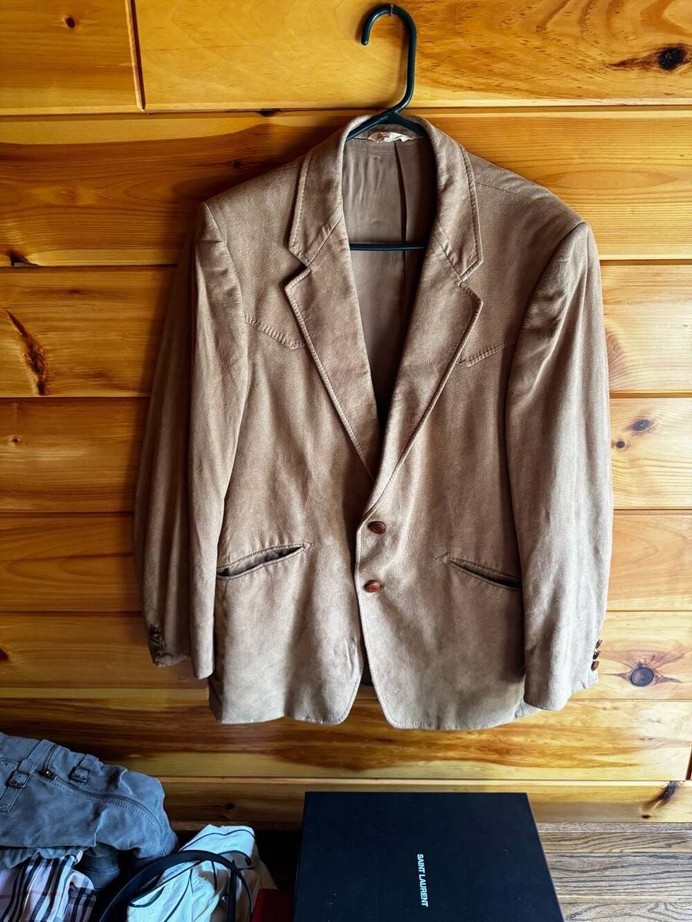 Oleg Cassini Vintage Tan Suede Western Sport Coat Blazer Size Large